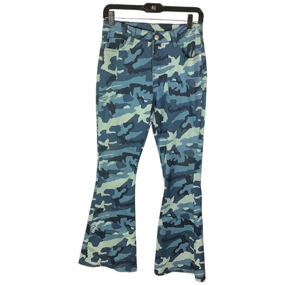 Celebrity Ace Women's Camouflage Jeans  Flare & Wide Leg Blue 28in Waist - Picture 1 of 9